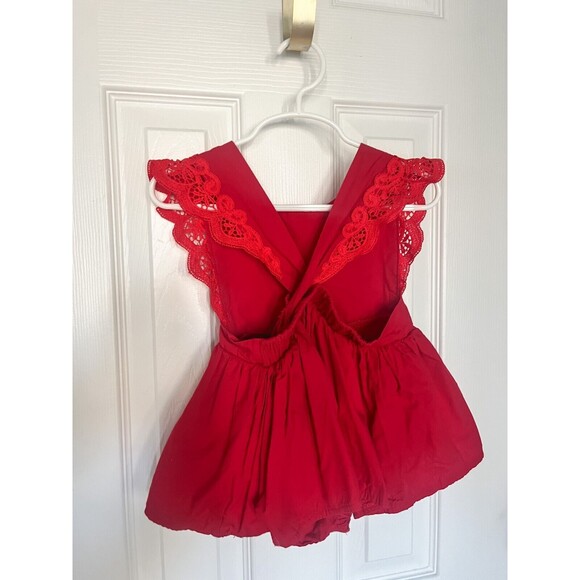 Baby Girl Red Romper with Bow and Lace details 12-18 Months - Picture 4 of 8